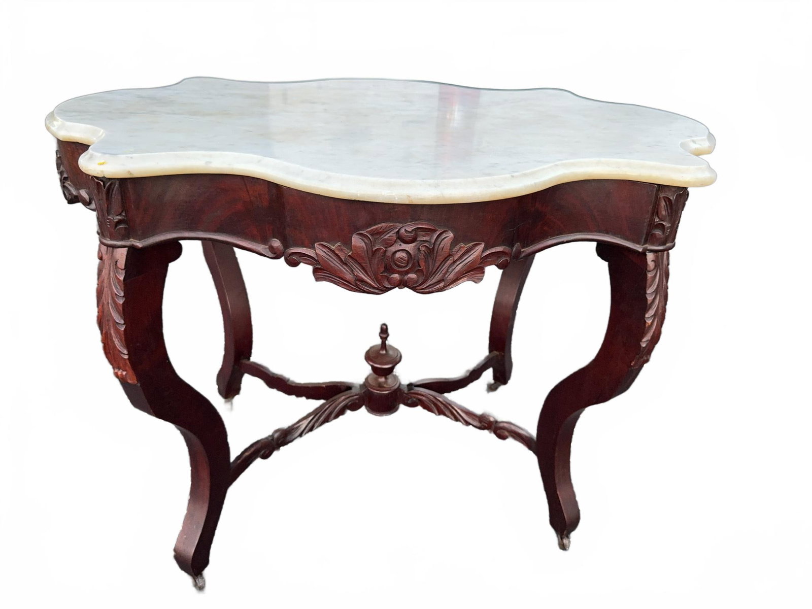 19th C Victorian Turtle Top Marble Table (1 of 11)
