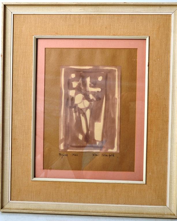 Large Klaus Ihlenfeld (Berks County, PA b. 1934): Large Klaus Ihlenfeld watercolor on paper, signed LR, titled "Figure" and dated 1966, OD measures 17" x 20", ID is 6" x 8.5"
