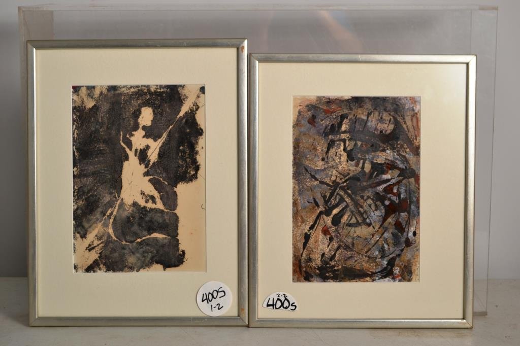 Pair of Block Print Originals by Robert Tunney: Pair of block print s signed and dated '67, one titled "Moving Force" and the other titled "Fragile Spirit"