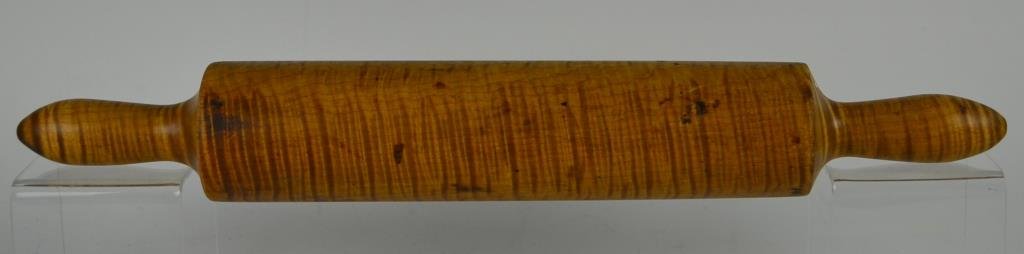 Tiger Maple Rolling Pin: Tiger Maple rolling pin, good heft, 18.5"l