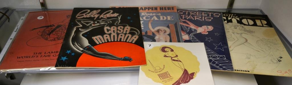 Grouping of 1939 New York Worlds Fair with Nudity: Grouping includes five pieces; The Streets at Paris, Paradise Daily, The Lambs Program Seating Chart, Casa Manana, and The Actor all from the 1939 New York Worlds Fair