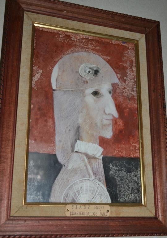 Szasz, Endre (1926- 2003 Romania) Watercolor Portr: Szasz Endre Watercolor Portrait, marked Csikszereda (Hungarian name for a current Romanian city) from 1926, signed Szaszendre, measures 11.25" x 15.5" OD