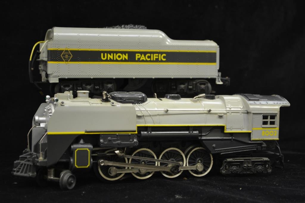 The Lionel O Gauge Union Pacific Engine and Tender: Lionel Union Pacific engine and tender die cast 2-8-4 Berkshire steam engine and tender 6-8002