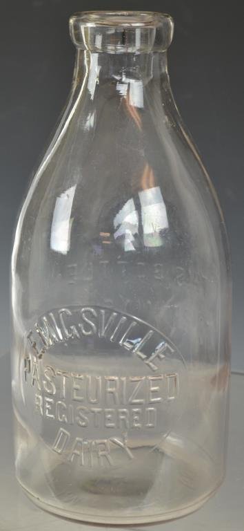Half Gallon Emigsville Dairy Milk Bottle made by T: Half Gallon Emigsville Dairy Milk Bottle made by T MFG. Co Pat 17th 1889, small flea bite at the bottom, and a cloudyness to front of bottle