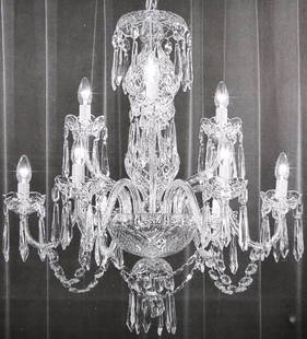 Waterford Six Cranmore Arm Crystal Chandalier: 6 arm Waterford Cranmore crystal chandelier, packed in original box with original inserts, and chandelier assembly instructions; stock photo used of this type; original purchase price was appx $5,000