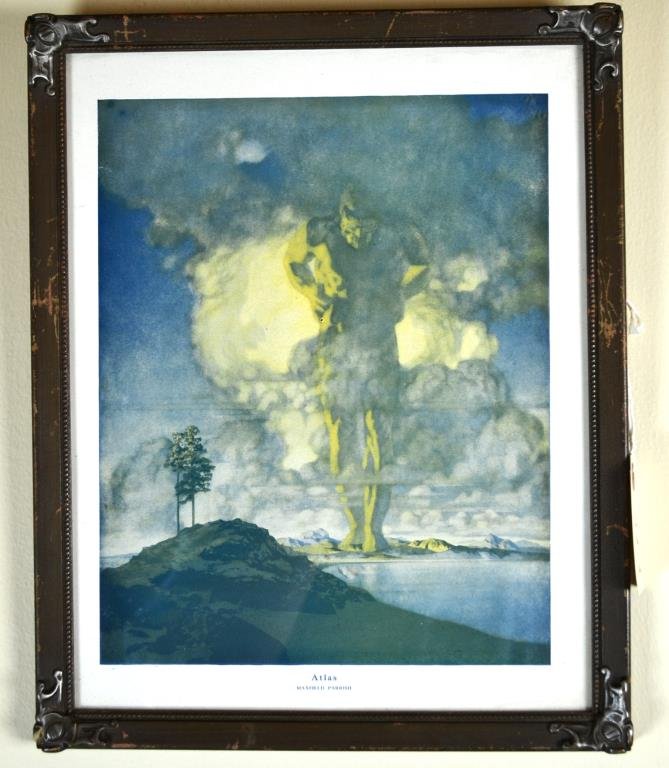 Maxfield Parrish Print "Atlas": Maxfield Parrish print titled "Atlas"