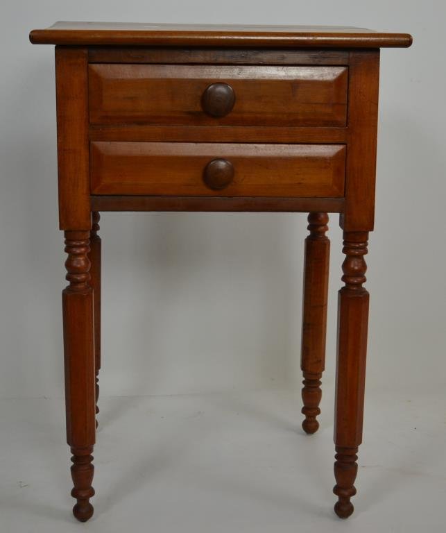 Cherry Sheraton Stand: 19th century Cherry Sheraton two drawer stand, 28"h x 20 x 17 3/4d