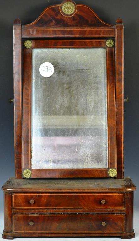 Edwardian Shaving Stand with Mirror: Edwardian two-drawer shaving stand with mirror, standing approx. 31"