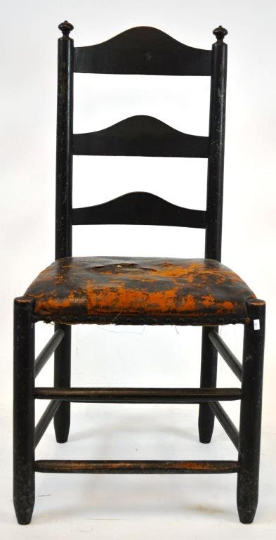 Ladder Back Windsor Chair: Ladder Back Windsor chair marked "Made in the year 1775" with nice paint history