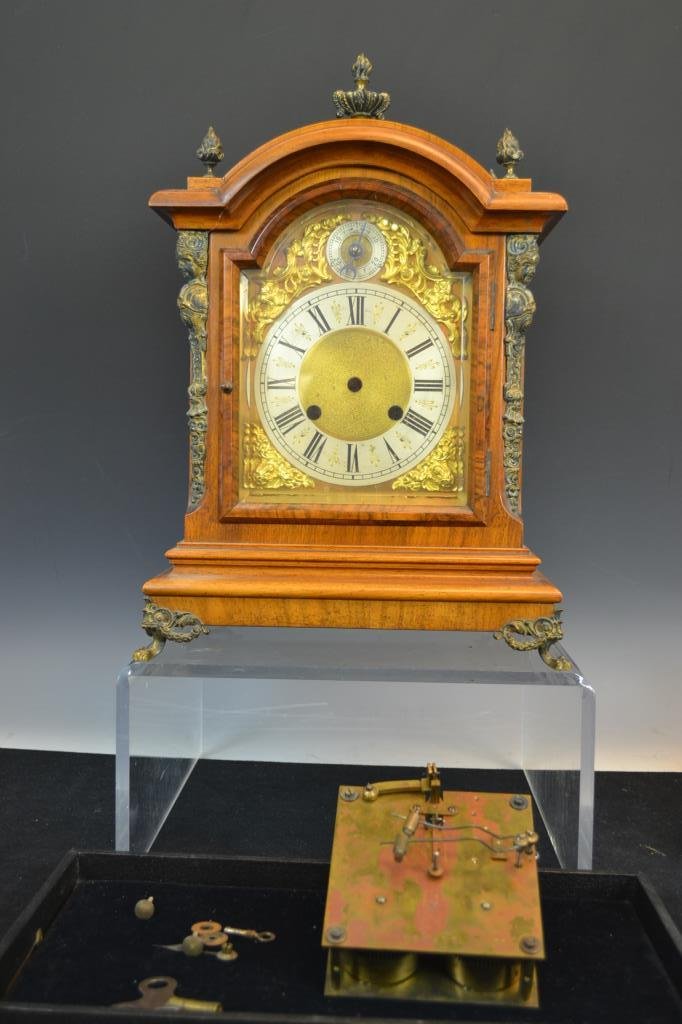 Ornate German Haller Mantle Clock: Ornate German Haller mantle clock in as-found condition marked DRGM, works present but have been removed from the clock, standing appx 16.5"H