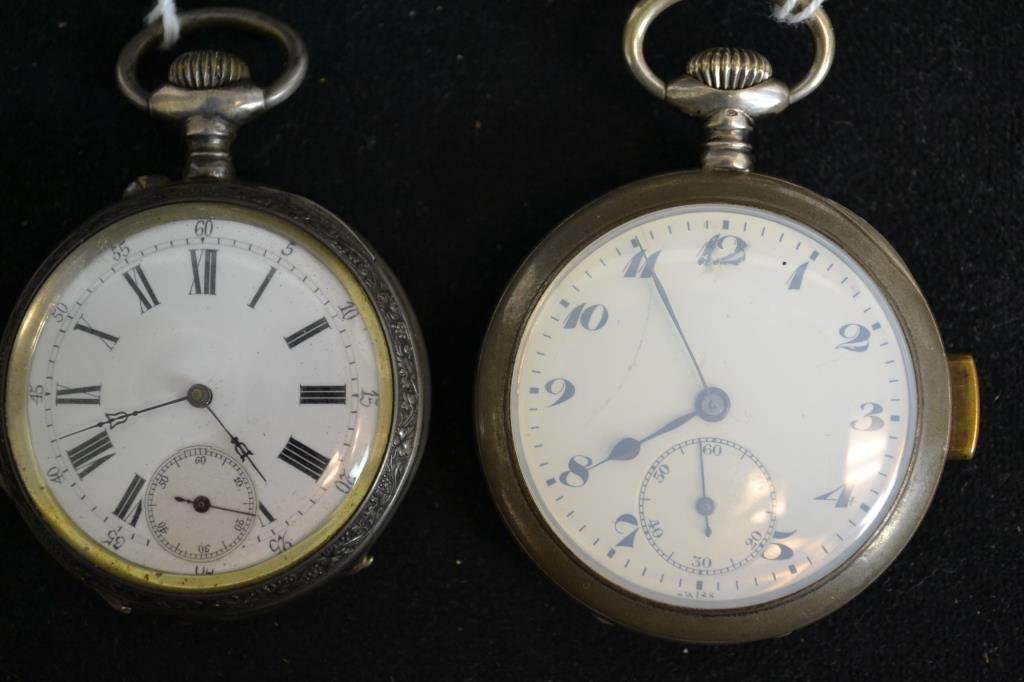 Two Pocket Watches - Numa and Lemania: Two pocket watches; the first is a Numa Geneva cylinder watch with 10 rubis, case silver open face, cylinder escapement, but not in working condition the second by Lemania is a Swiss minute repeater w