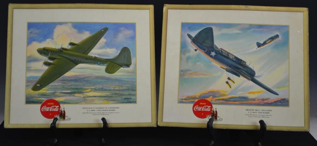 1943 Coca Cola Military Plane Series: Buccaneer and: WW2 Coca Cola Military Plane Series; two prints including: Brewster SB2A-1 Buccaneer, the Douglas B-19 Guardian of a hemisphere