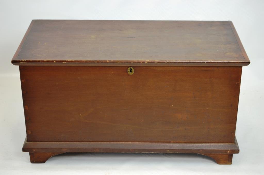 19th C Poplar Blanket Chest: 19th C Poplar blanket chest with base molding and bracket feet