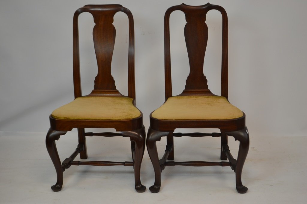 Pair of Frank Auspice Hepplewhite Chairs: Pair of Frank Auspice Hepplewhite style side chairs