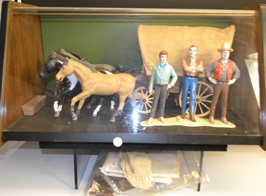 Bonanza Wagon and Figures in Display Case (1 of 1)