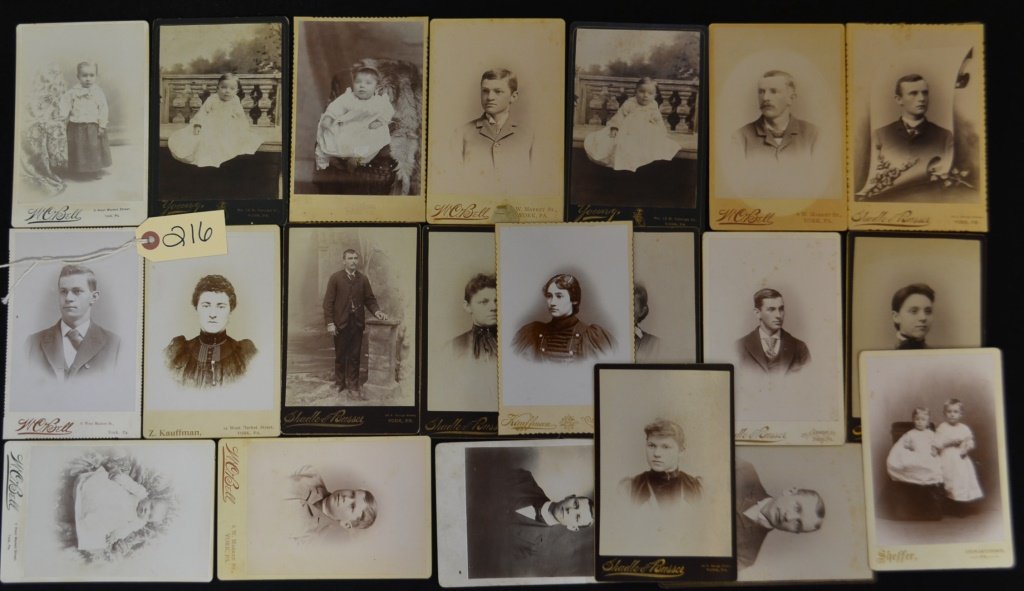 21 York County Photographs Late 19th Early 20th C: York County Photographs Late 19th Early 20th C including photos of W.C. Bell, Kauffman, S. Shadles, Busser, and other photo studios
