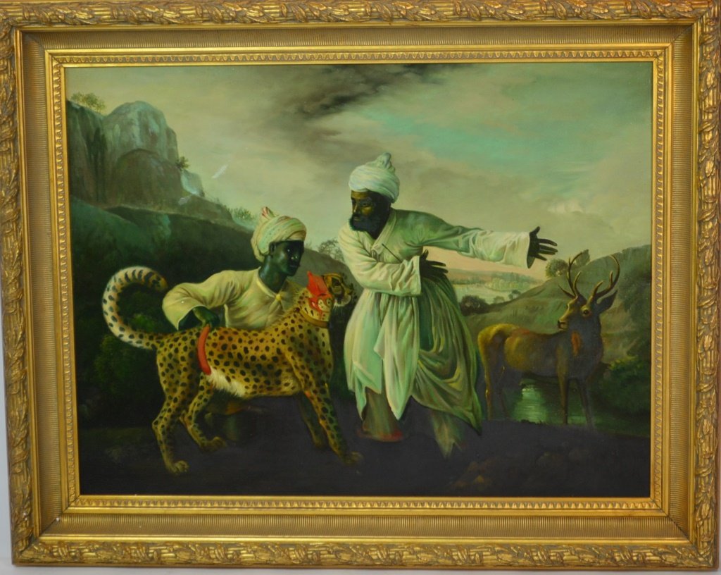 Antique Style Oil "Cheetah Hunt" (1 of 1)