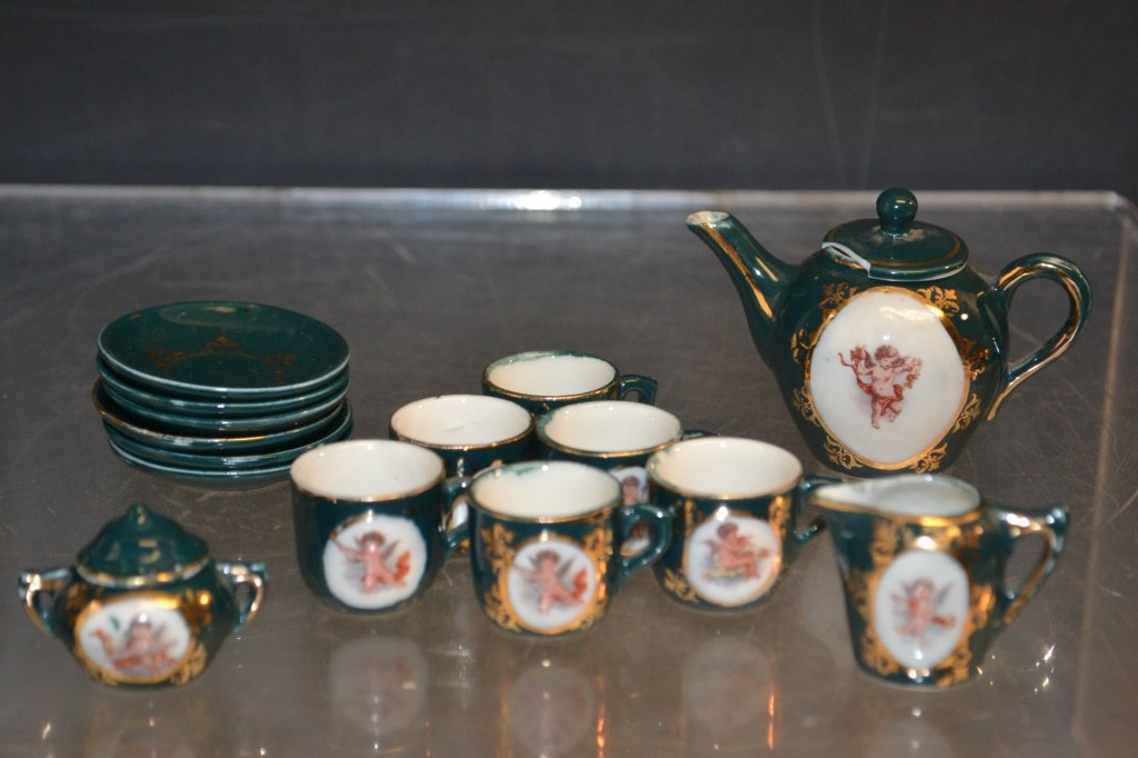 Fifteen Piece German Porcelain Child's Tea Service (1 of 4)