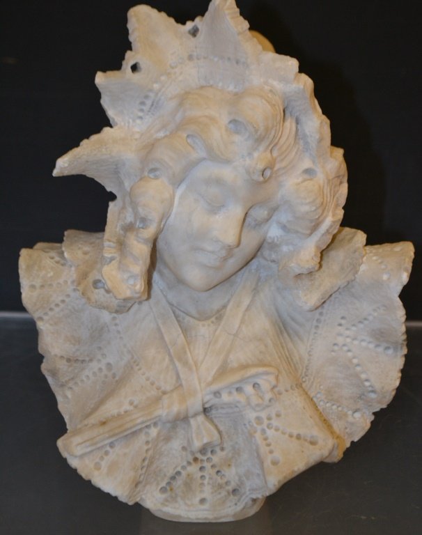 19thC Victorian Alabaster Sculpture Bust (1 of 4)