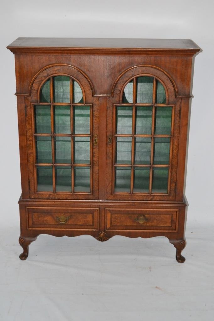 Walnut Double Door Cabinet w/ Queen Anne Legs (1 of 1)