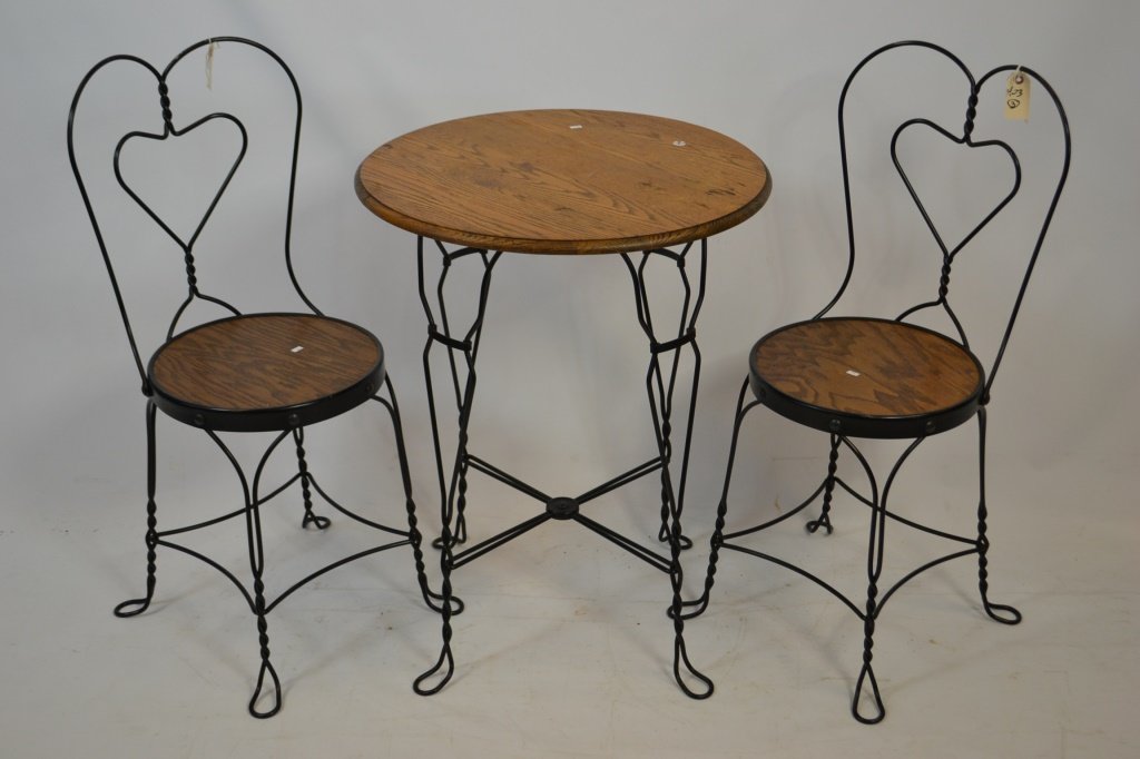 Ice Cream Table w/ Two Matching Wire Chairs (1 of 1)