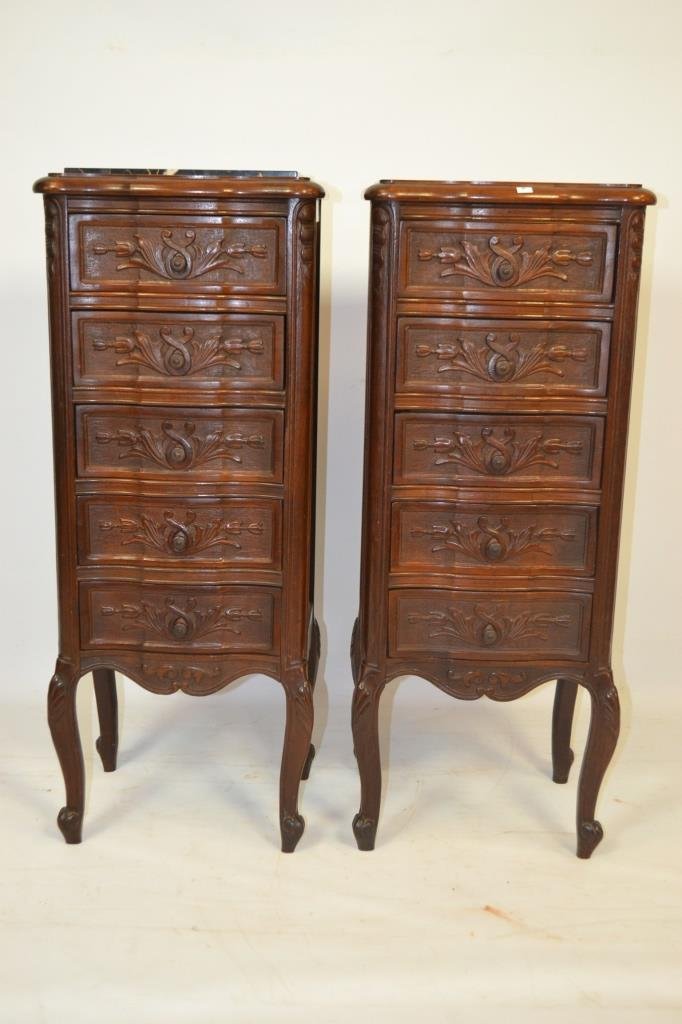 Mahogany French Style Five Drawer Side Tables (1 of 3)