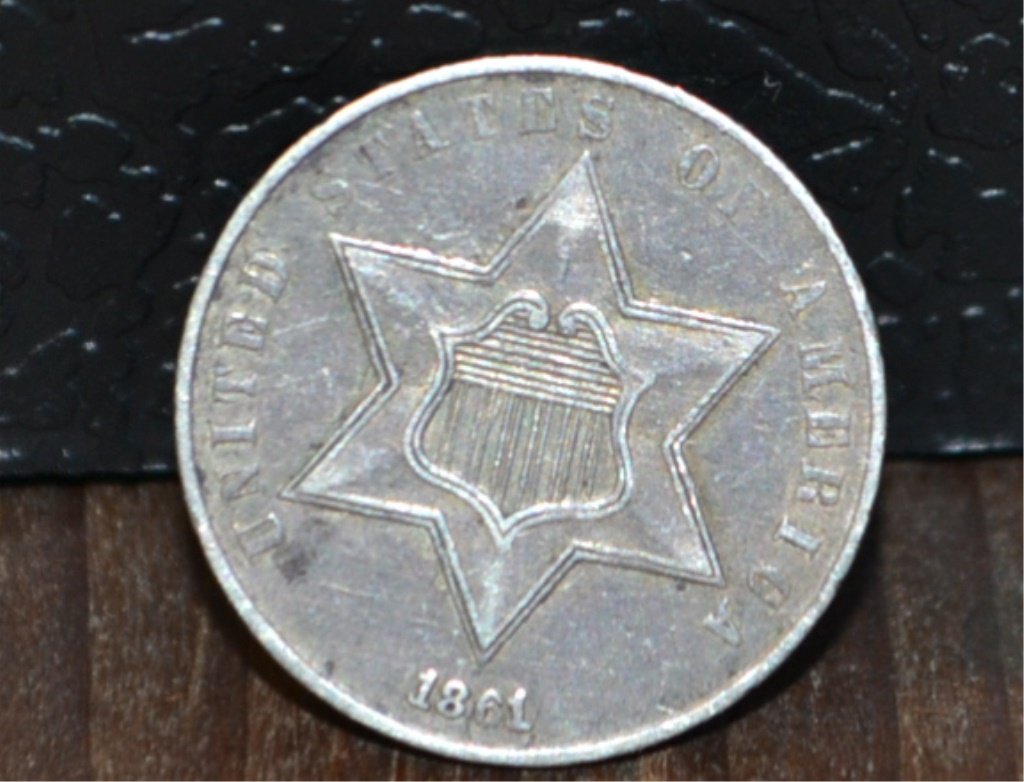1861 Three 3 Cent Silver Coin (1 of 5)