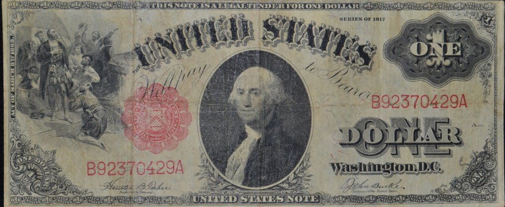 US $1 Series 1917 Red Seal Large Note (1 of 2)