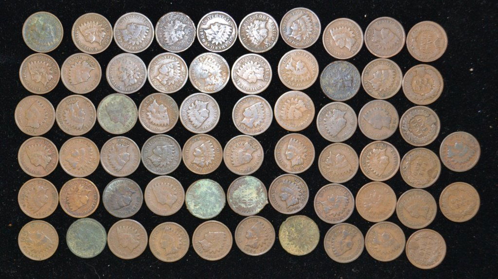62 Indian Head Pennies including key dates (1 of 1)