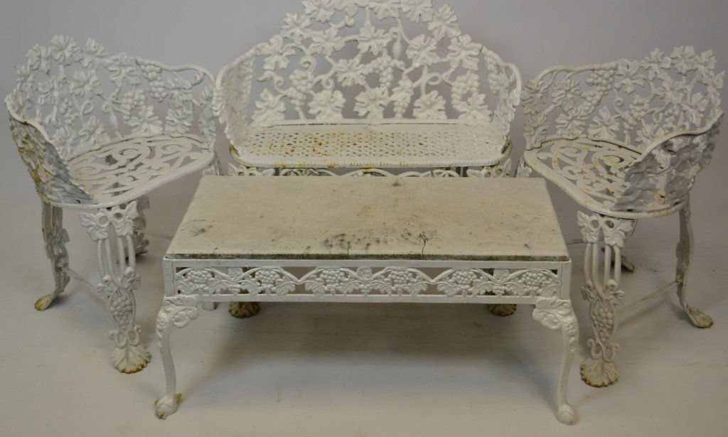 Early 20th C Four Pcs. Cast Iron Garden Set (1 of 2)