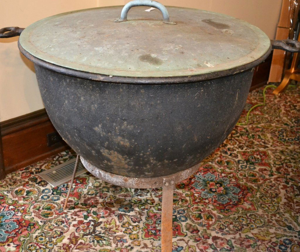 19th C Cast Iron Scolding Kettle w/ Copper Lid (1 of 3)