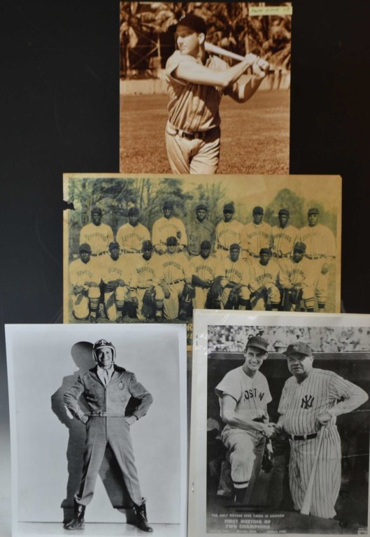 Black & White Photo Of Babe Ruth & Ted Williams: Black & White photo of Babe Ruth & Ted Williams in uniform, also including a photo of Ralph Kiner & a photo of the 1932 Pittsburgh Crawfords "Craws" Negro League Team