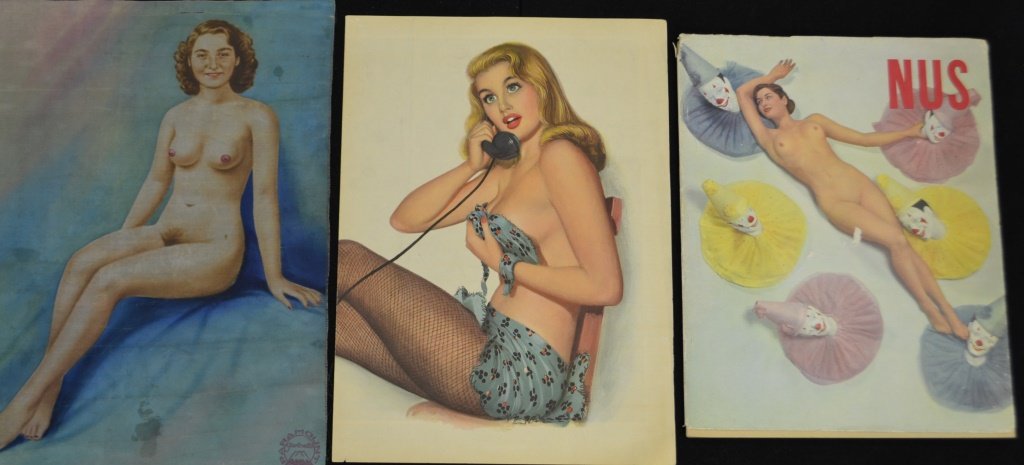 1950's Pin Ups and US Magazine: NUS; Photographics Orginales de Zoltan Glass. Album Nouvelle Serie Couleurs N 1, Paris. Printed in France, Esquire girl centerfold titled ," Love at Second Sight" and a Paramount Portraits Tokyo, Pin 