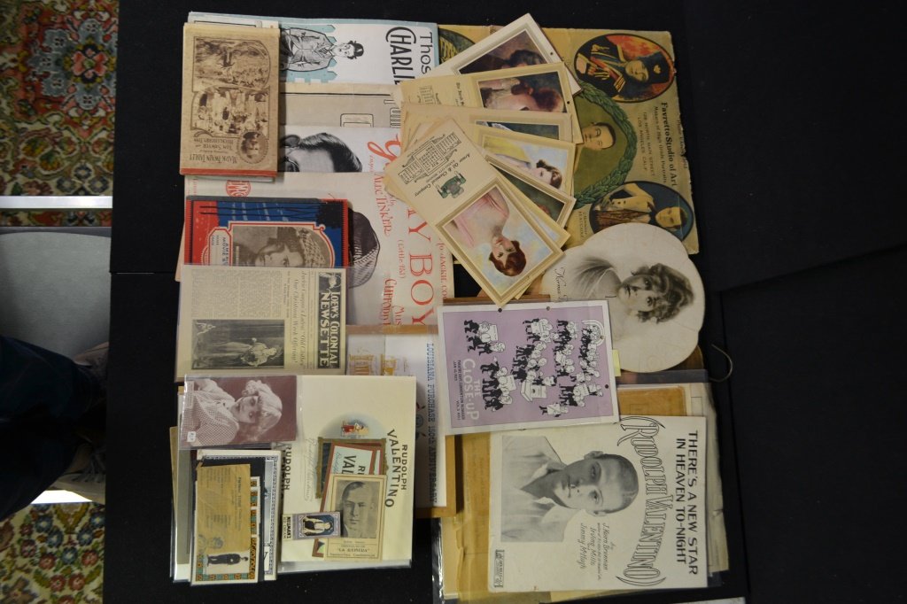Collection of Early Advertising: Including mini Co. calendars offered by Armored oil, and Chemical Davis and Webb , early 20thC Central Iron and Wireworks, large Charlie Chapman Sticker premiums, maps, activity books, motion picture 