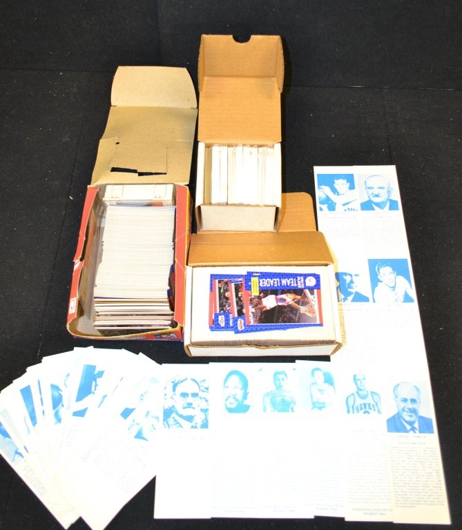 70's thru 90's Basketball Cards: 70's thru 90's Basketball Cards including 91-92 fleer set, 92 US Olympic Set, 71 Wilt Chamberlain (as is)and basketball hall of fame bookmarks ,