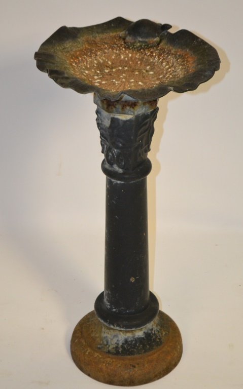 Cast Iron Bird Bath w/ Turtle: Cast Iron bird bath w/ turtle, measures 27.5"h x 13"d
