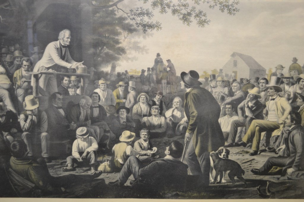 "Stomp The Speaker" Lithograph: "Stomp The Speaker" Lithograph George C. Bigham measures 33"w x 27.5" framed