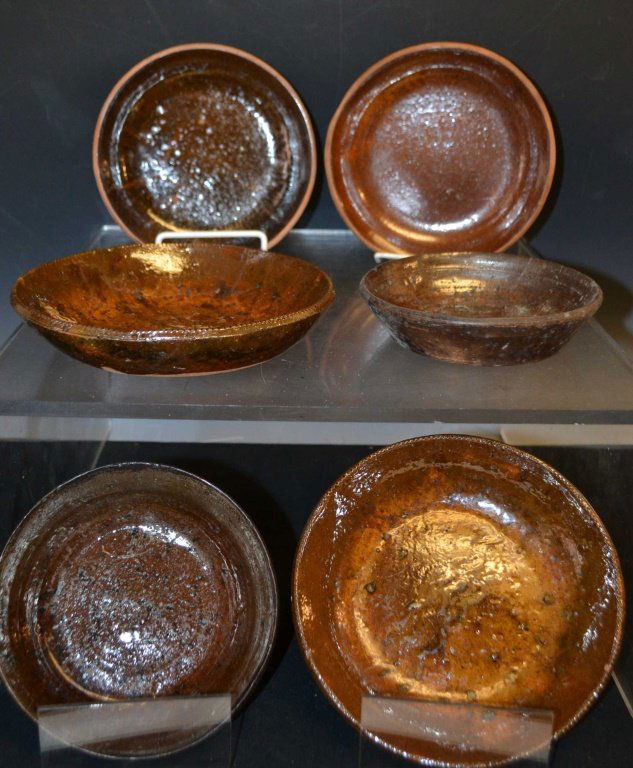 Six 19th C Redware Pie Plates: Six 19th C Redware pie plates including two 7 3/4" and four 6 3/4" plates
