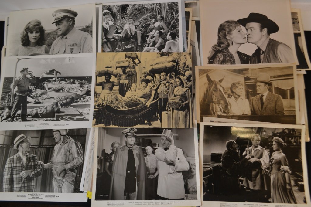 Grouping of 50 Bob Hope Movie Stills: Grouping of 50 Bob Hope movie stills including: " Road to Hong Kong", "Alias Jesse James", " Road To Morocco, and more