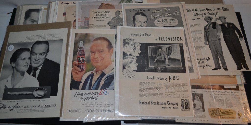 Grouping of 50 Bob Hope Related Ads: Grouping of 50 Bob Hope related ads