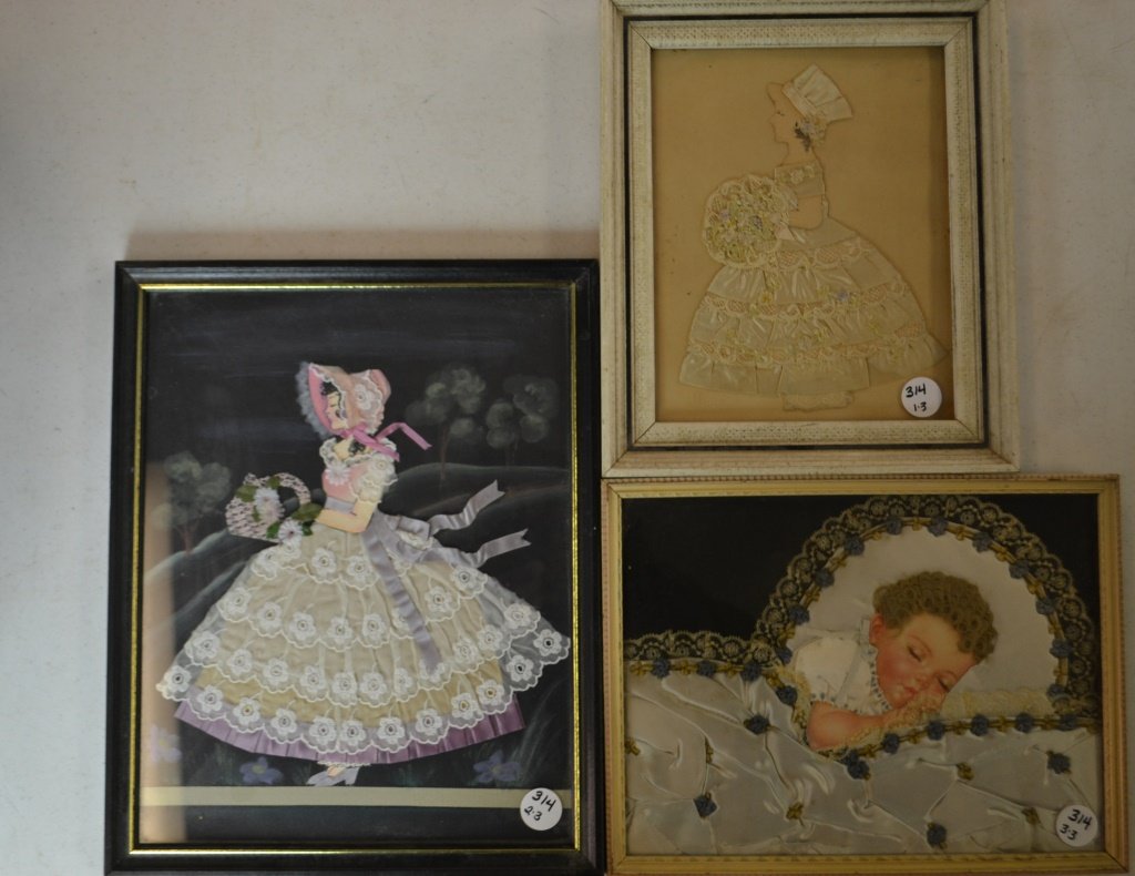 Two Framed Ribbon Dolls And Another (1 of 4)