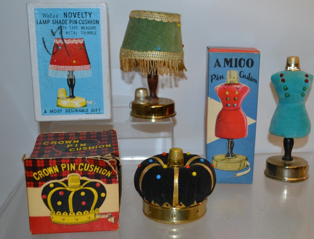 Three Novelty Pin Cushions w/ Tape measures (1 of 4)