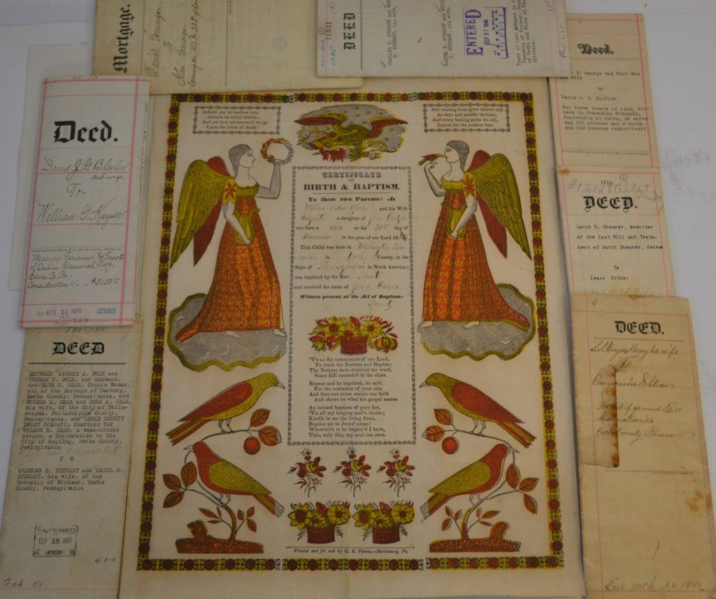 Collection of 18th and 19thC Deeds and Fraktur (1 of 3)