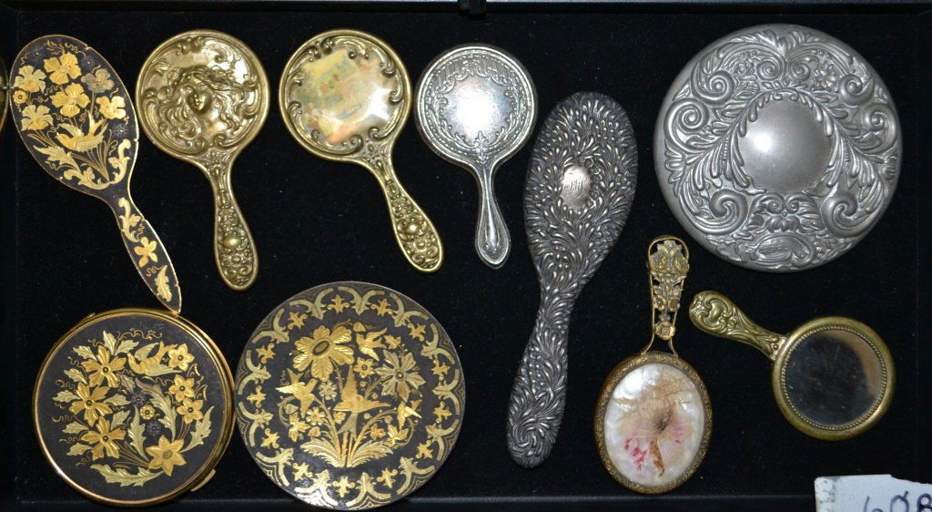 Collection of hand mirrors and dresser items (1 of 3)