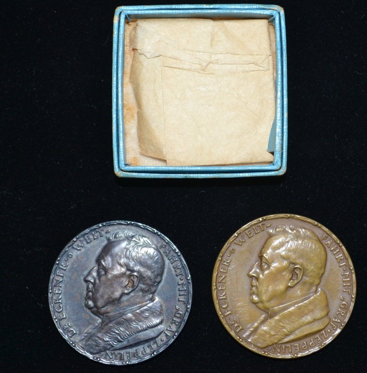 2 Dr Eckener Welt Graf Zeppelin Medals 1929 Silver (1 of 5)