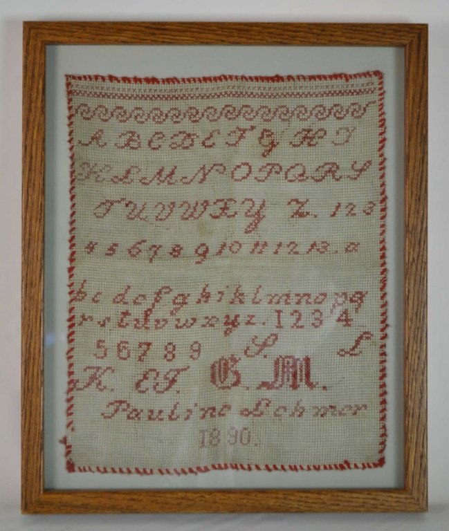 19th Century Alphabet Sampler Pauline Lehmer 1890 (1 of 2)