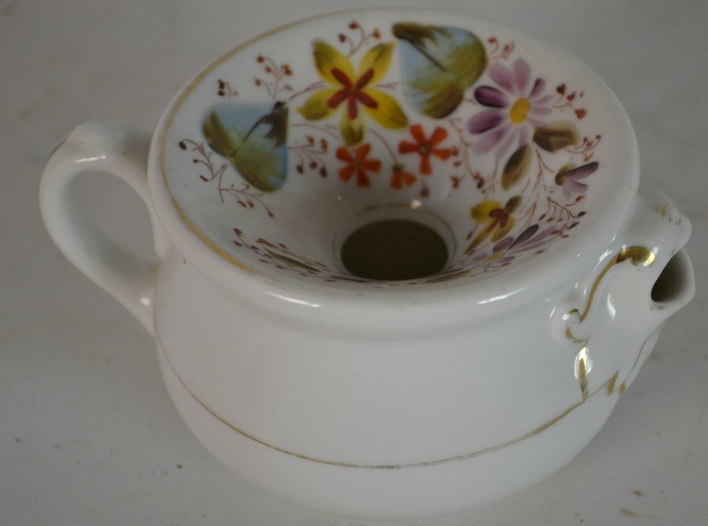 Porcelain Hand Painted Ladies Spittoon Circa 1860 (1 of 3)