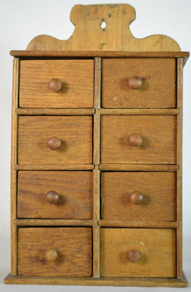 Golden Oak 8 Drawer Hanging Spice Cabinet (1 of 1)