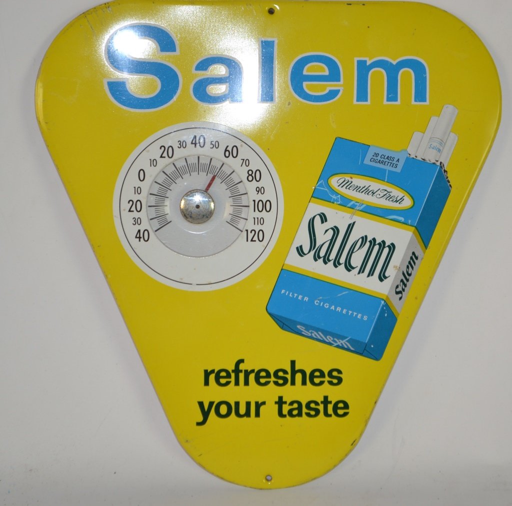 Tin Salem Cigarette Sign with Thermometer (1 of 2)