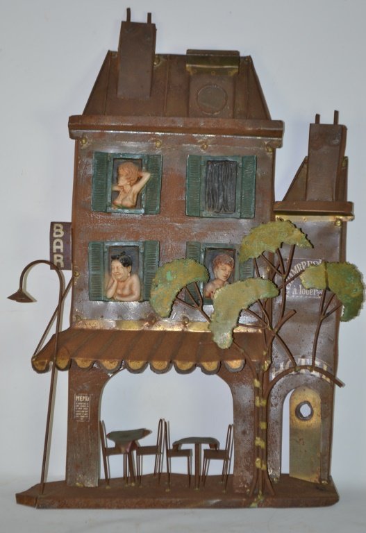 Folk Art Tin Sculpture of Restaurant Brothel (1 of 4)
